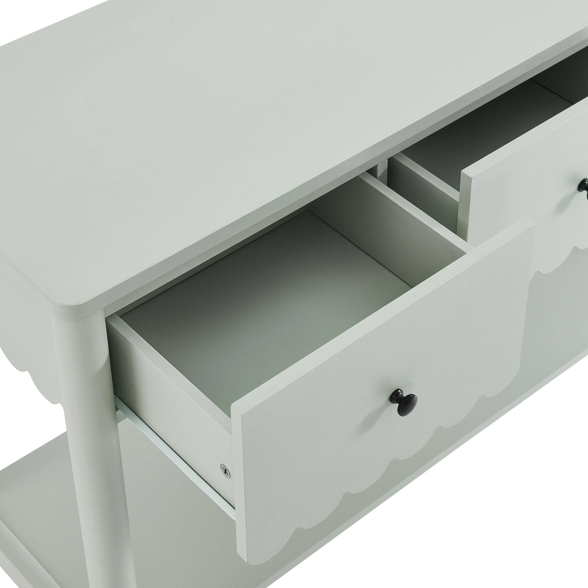 Alt View 4. Modway - Emmeline 3-Drawer Scalloped Console Table by Modway - Sage.