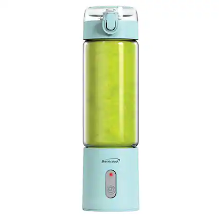 Front. Brentwood - 50W 17-Oz. Portable Battery-Operated USB-Chargeable Glass Blender - Blue.