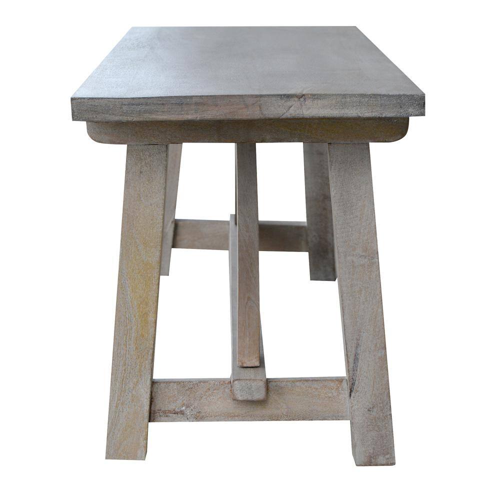 Alt View 4. AmeriHome - AmeriHome Trestle Farm House Mango Wood 53 in. Bench - Grey - Grey.