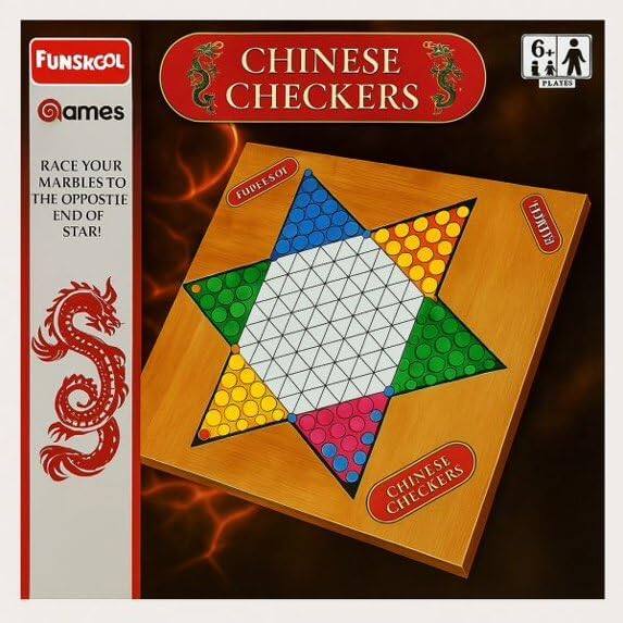 FUNSKOOL  
Games  

CHINESE CHECKERS  

RACE YOUR MARBLES TO THE OPPOSITE END OF STAR!  

6+ PLAYERS  

FUNSKOOL  
CHINESE CHECKERS