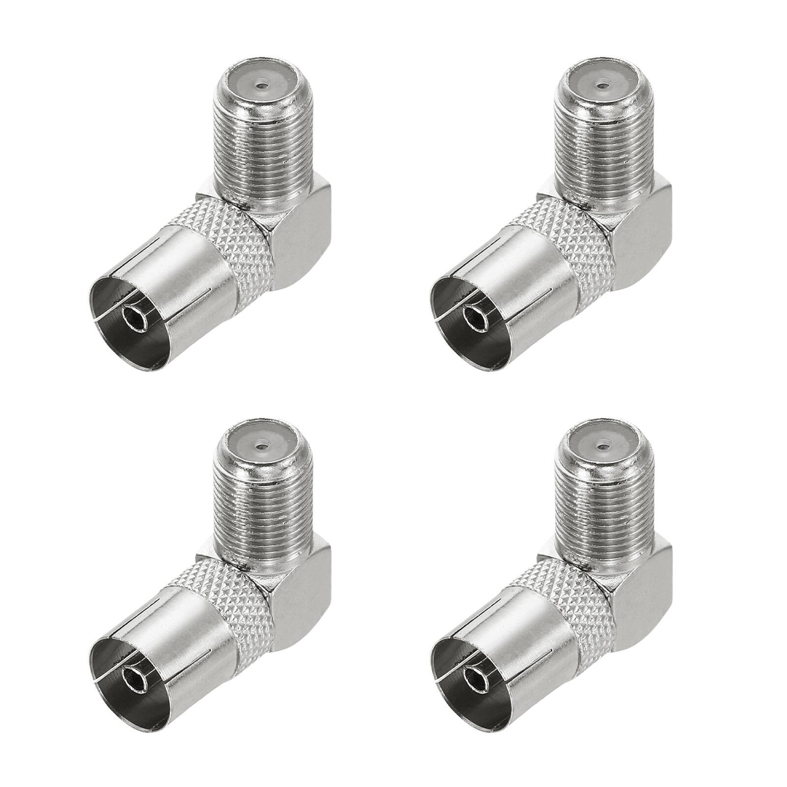 Front. Unique Bargains - 4pcs Right Angle Coaxial Connector, F Female to PAL Female Adapter 75 Ohm for Broadcast/Antenna, Silver - Silver.