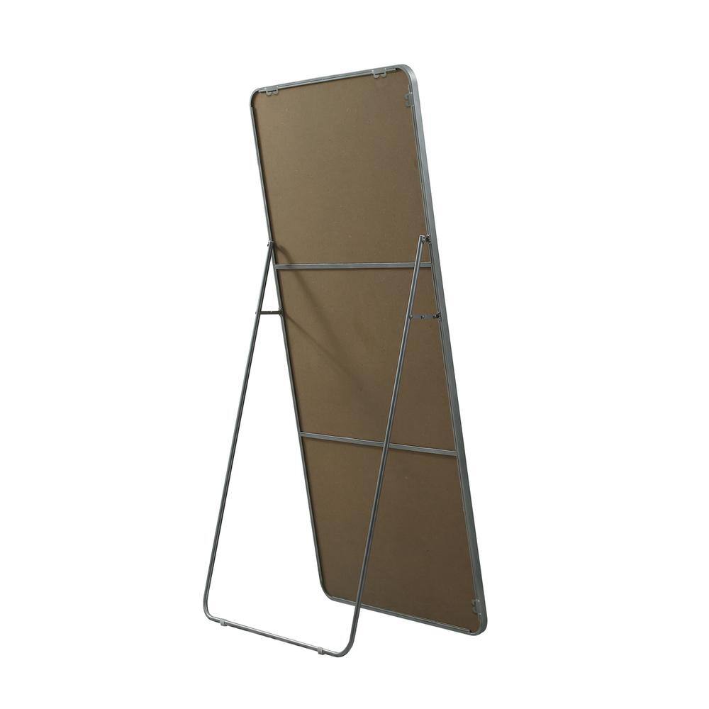 Left. Elegant Decor - Soft Corner Metal Rectangle Full Length Mirror 32x72 Inch in Silver - Silver.