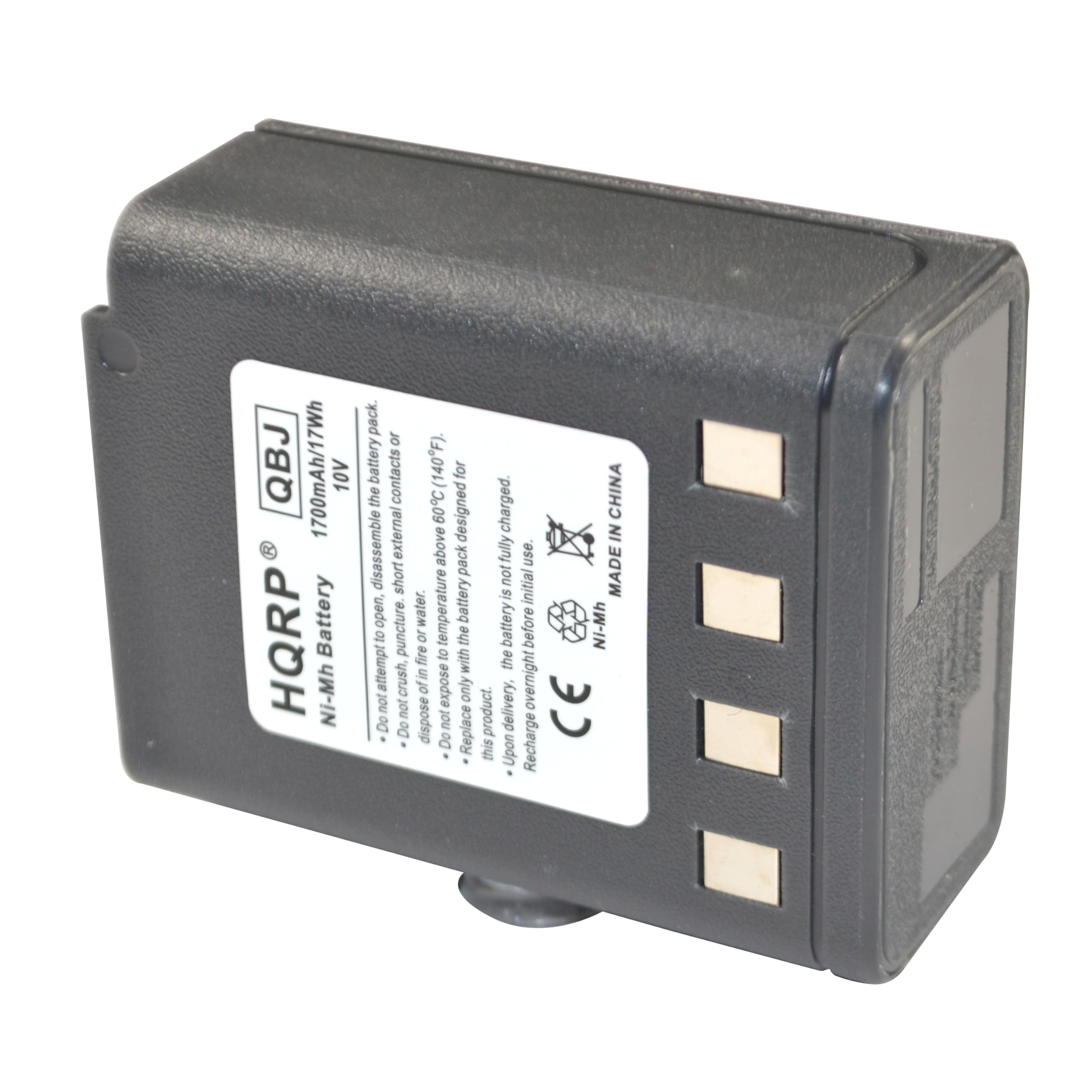QBJ 1700mAh/17Wh 10V Ni-MH Battery Pack or Battery Contacts (140F). For the 60C designed charged CHINA external IN disassemble above pack fully use short is no initial MADE open, water temperature battery to puncture. Or the battery before Ni-MH fire to attempt with the crush, of in expose only overnight ton not product. Delivery CE D0 dispose you Replace Do Do this Recharge Upon

- Do not attempt to open, puncture, short, expose to fire, crush, or disassemble the battery.
- Do not expose to high temperature or water.
- Do not use the battery in a short circuit.
- Do not dispose of the battery in fire.
- Do not attempt to recharge the battery.
- Do not attempt to disassemble the battery.
- Do not attempt to puncture the battery.
- Do not attempt to expose the battery to high temperature.
- Do not attempt to expose the battery to water.
- Do not attempt to expose the battery to fire.
- Do not attempt to expose the battery to high temperature.
- Do not attempt to expose the battery to water.
- Do not attempt to expose the battery to fire.
- Do not attempt to
