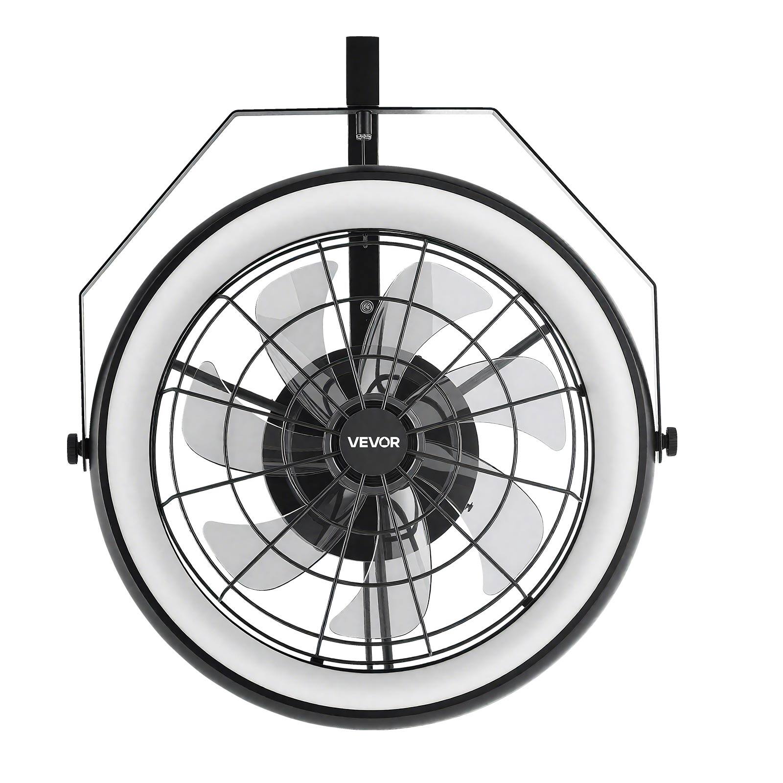 Alt View 5. VEVOR - Wall Mounted Fan with Lights, 22 inch Wall Mount Fan with Remote, 6 Speeds Plug in Wall Fan, Reversible - Black.