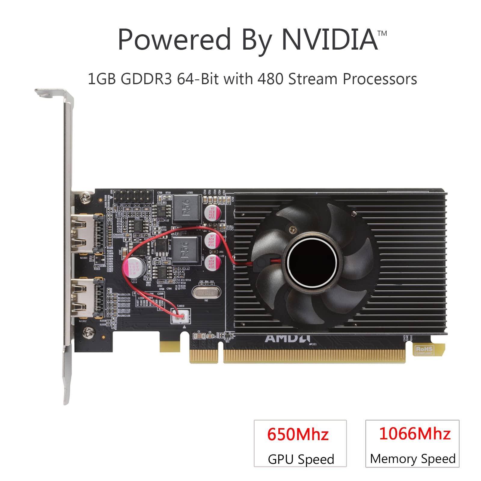 Powered By NVIDIA™  
1GB GDDR3 64-Bit with 480 Stream Processors  

650Mhz GPU Speed  
1066Mhz Memory Speed