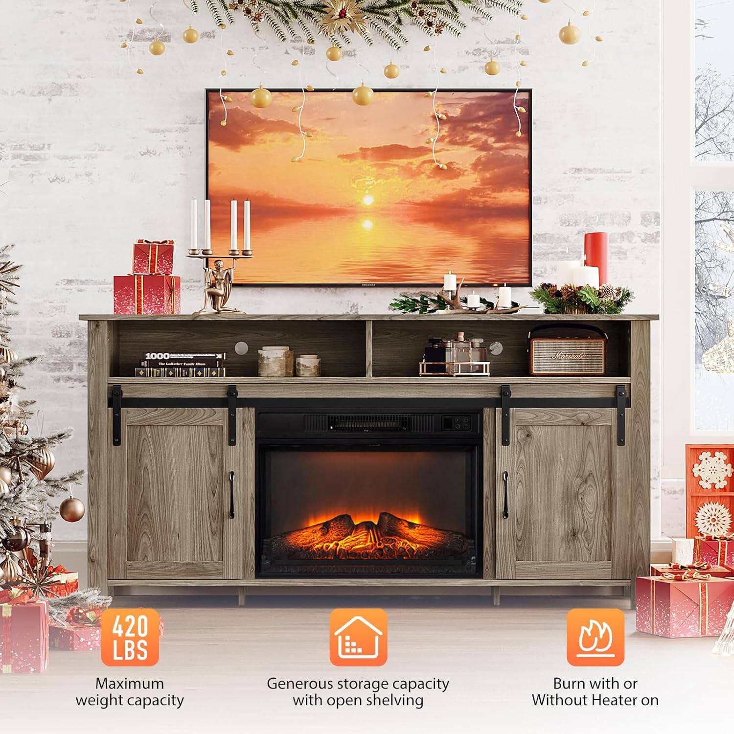 1000-1000-1000-1000

420 LBS Maximum weight capacity

Generous storage capacity with open shelving

Burn with or without heater on