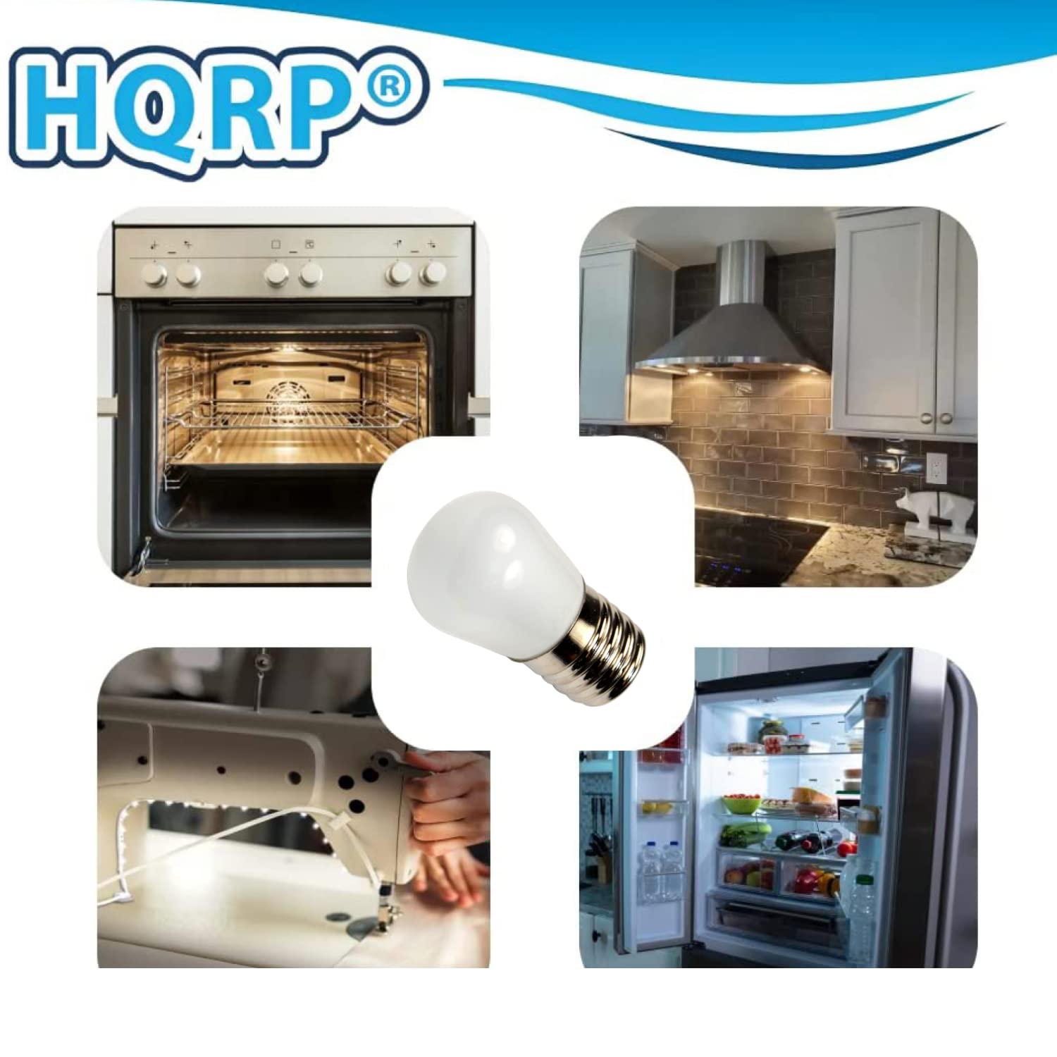 Back. HQRP - E17 Base LED Bulbs 2-Pack 1 W 110 V Cool White 6500 K for Refrigerator Freezer Microwave Range Hood.
