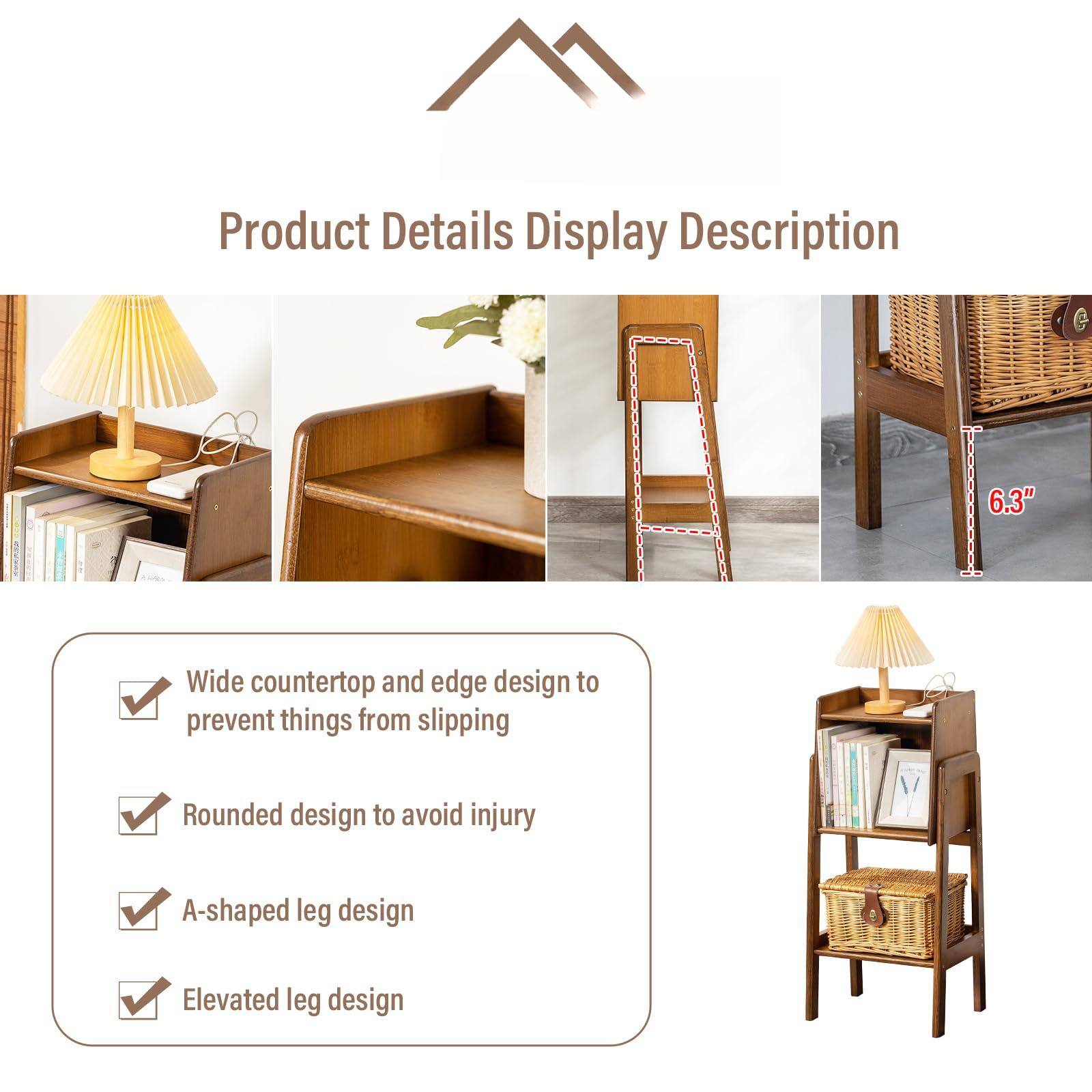 Product Details Display Description

- Wide countertop and edge design to prevent things from slipping
- Rounded design to avoid injury
- A-shaped leg design
- Elevated leg design