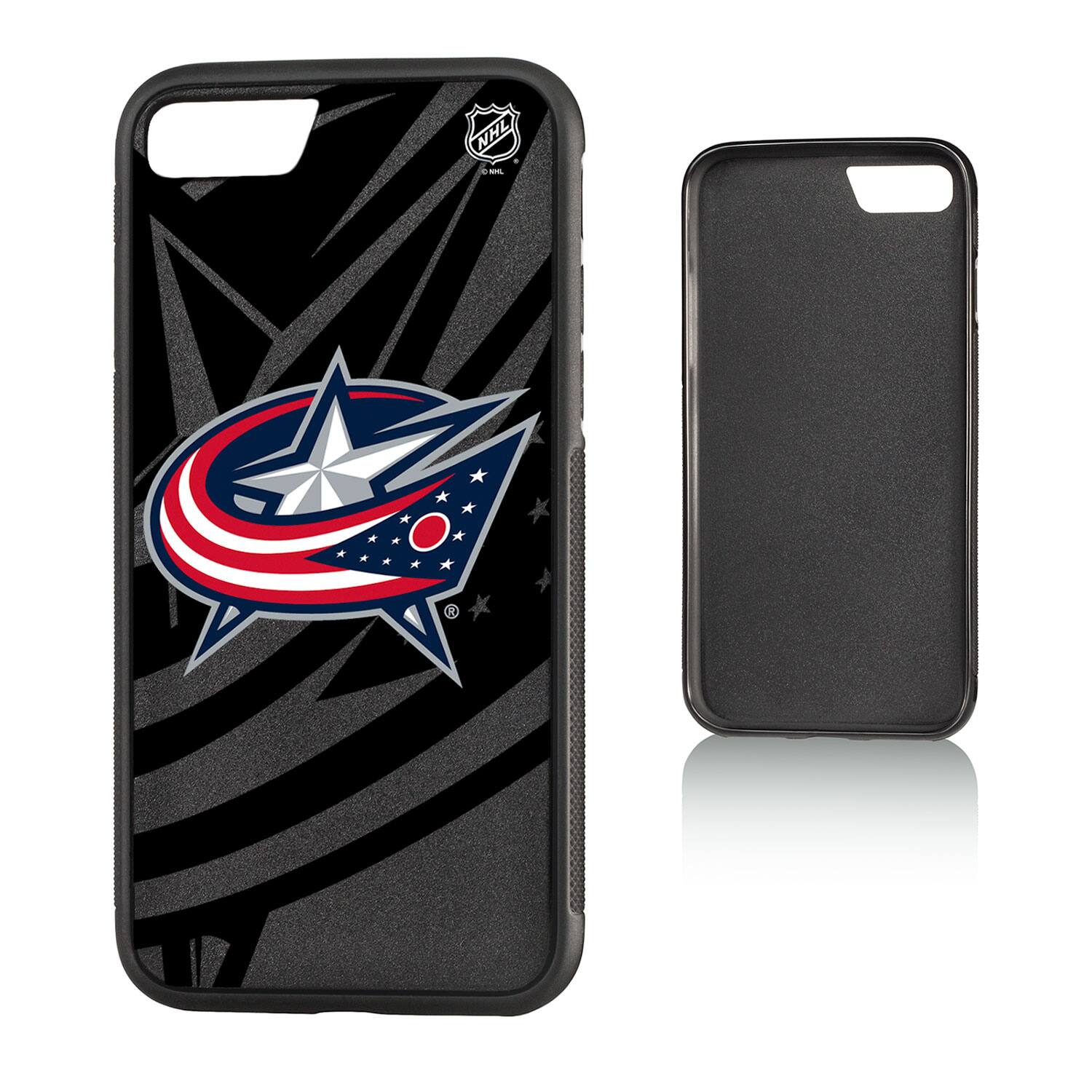 Alt View 1. Keyscaper - Columbus Blue Jackets iPhone Bump Ice Case - 15 Pro - Multicolor.
