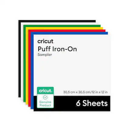cricut
Puff Iron-On Sampler
30.5 cm x 30.5 cm / 12 in x 12 in
6 Sheets
Genuine Product