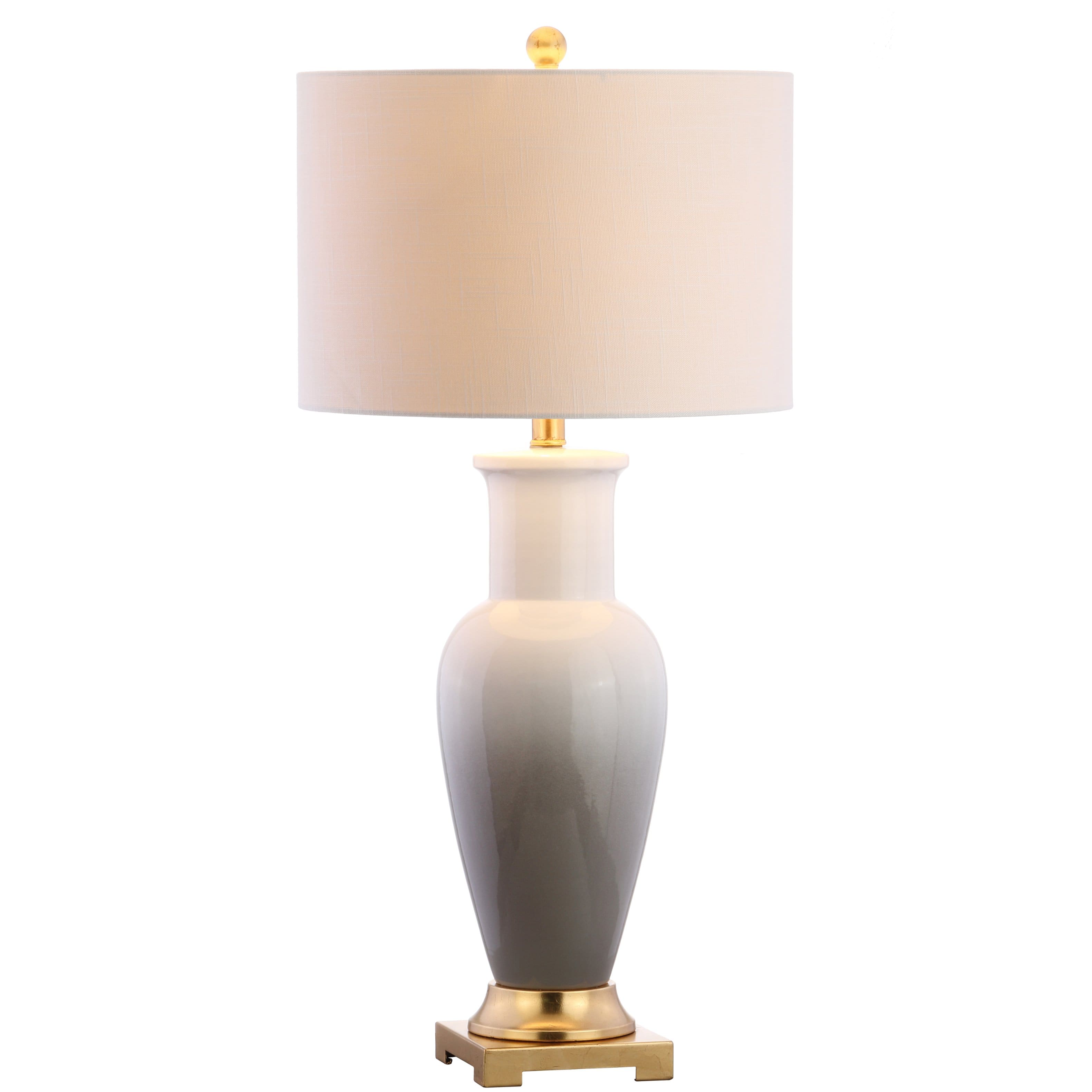 Jonathan Y - Dip Dye 31.5" Ceramic LED Table Lamp, White/Grey - White/Gray