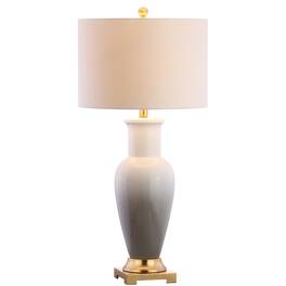 Jonathan Y - Dip Dye 31.5" Ceramic LED Table Lamp, White/Grey - White/Gray