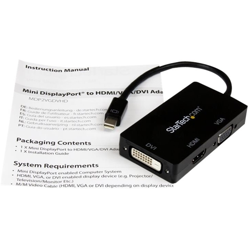 Angle View: StarTech.com - DisplayPort to HDMI, VGA and DVI-D Video Converter - Black