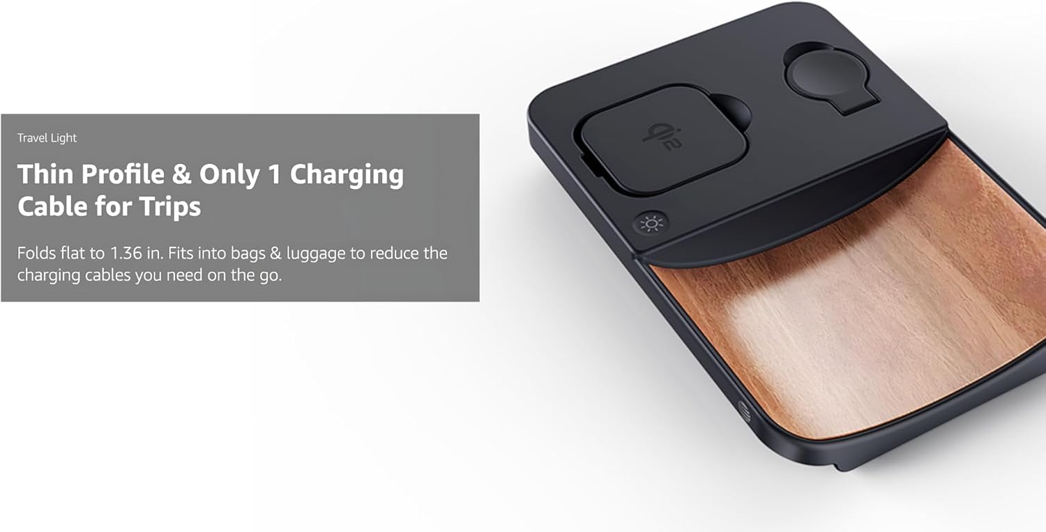 Travel Light  
Thin Profile & Only 1 Charging Cable for Trips  

Folds flat to 1.36 in. Fits into bags & luggage to reduce the charging cables you need on the go.