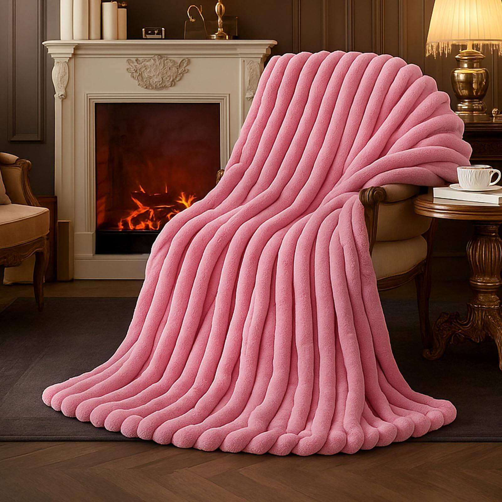 Striped Hot Pink Throw(55" x 70")