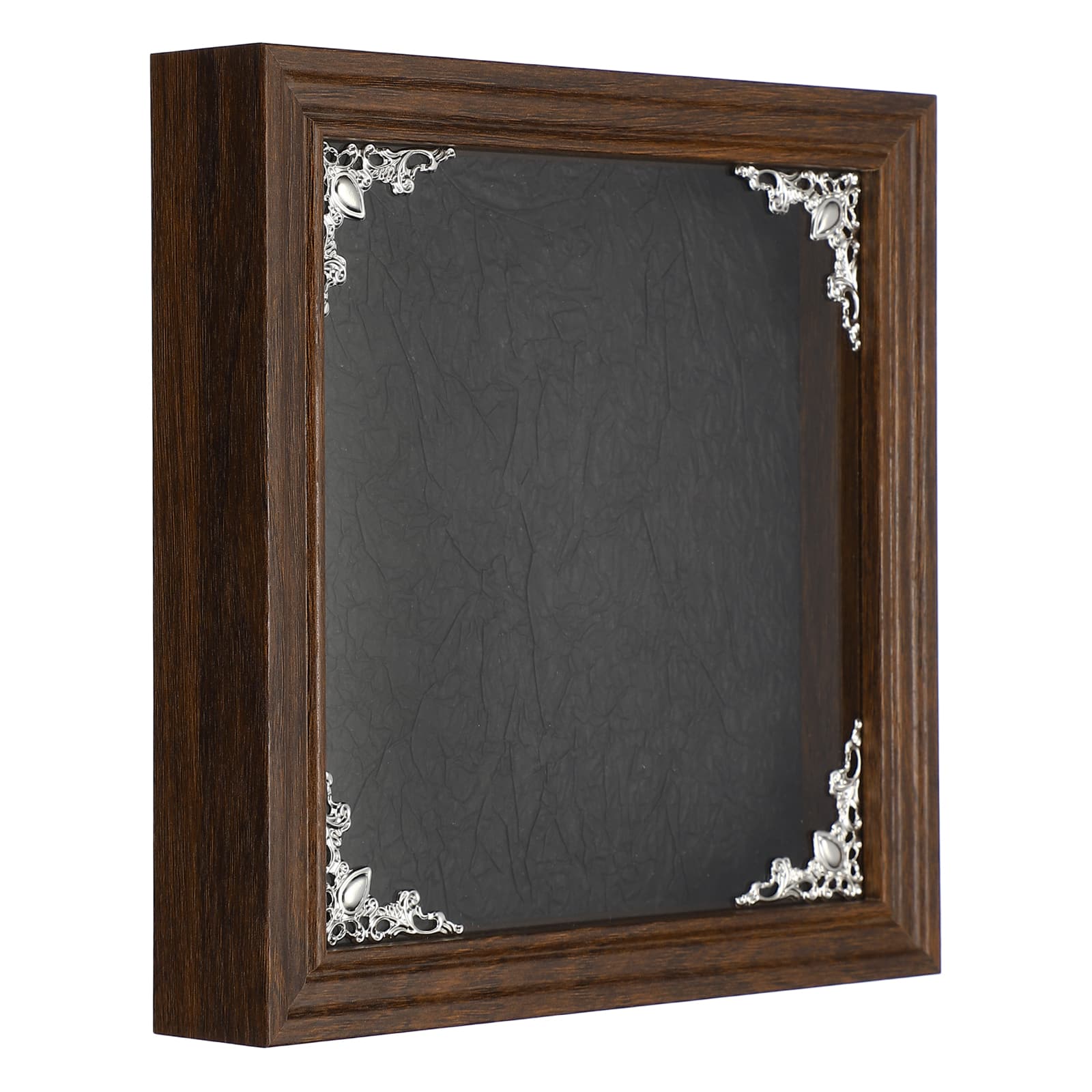 Unique Bargains - Shadow Box Frame, 7x7 Inch Wooden Display Case with Clear Glass Cover for Photo Memorabilia Dried Flower - Brown