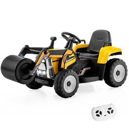 SlickBlue - Electric 12V Kids Road Roller Ride-On Toy with Remote Control - Yellow