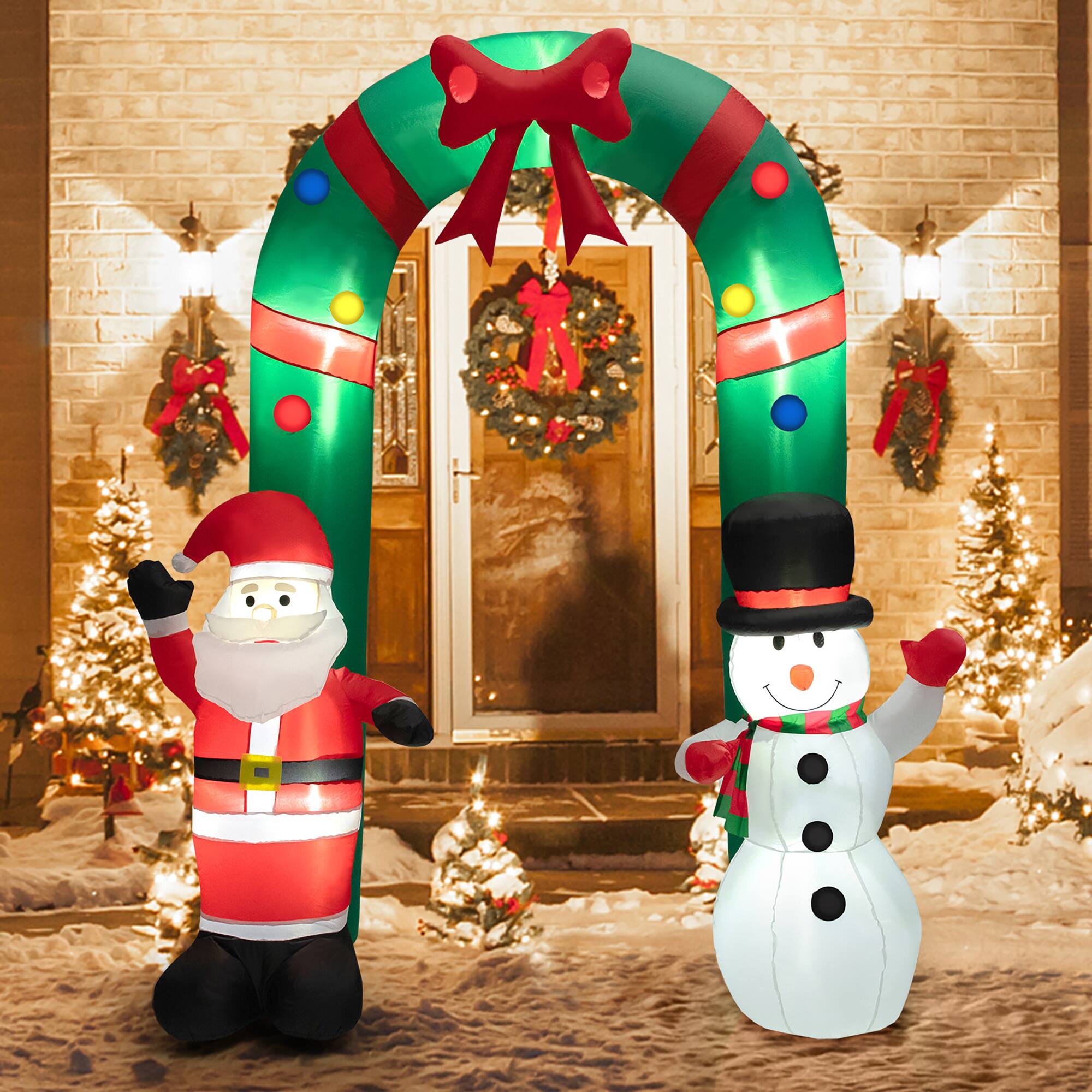 Alt View 10. Costway - 8FT Christmas Inflatable Archway w/ Santa Claus & Snowman and  LED Lights - Multicolor.