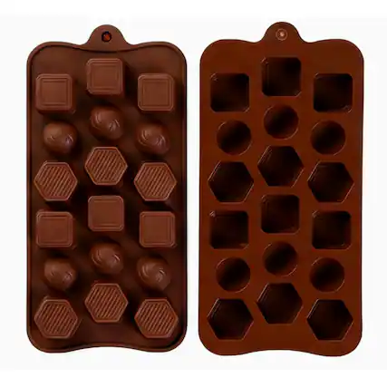 Front. Kitcheniva - Silicone Chocolate Drop Mold with 3 Unique Designs (4.1 x 8.3 Inch).