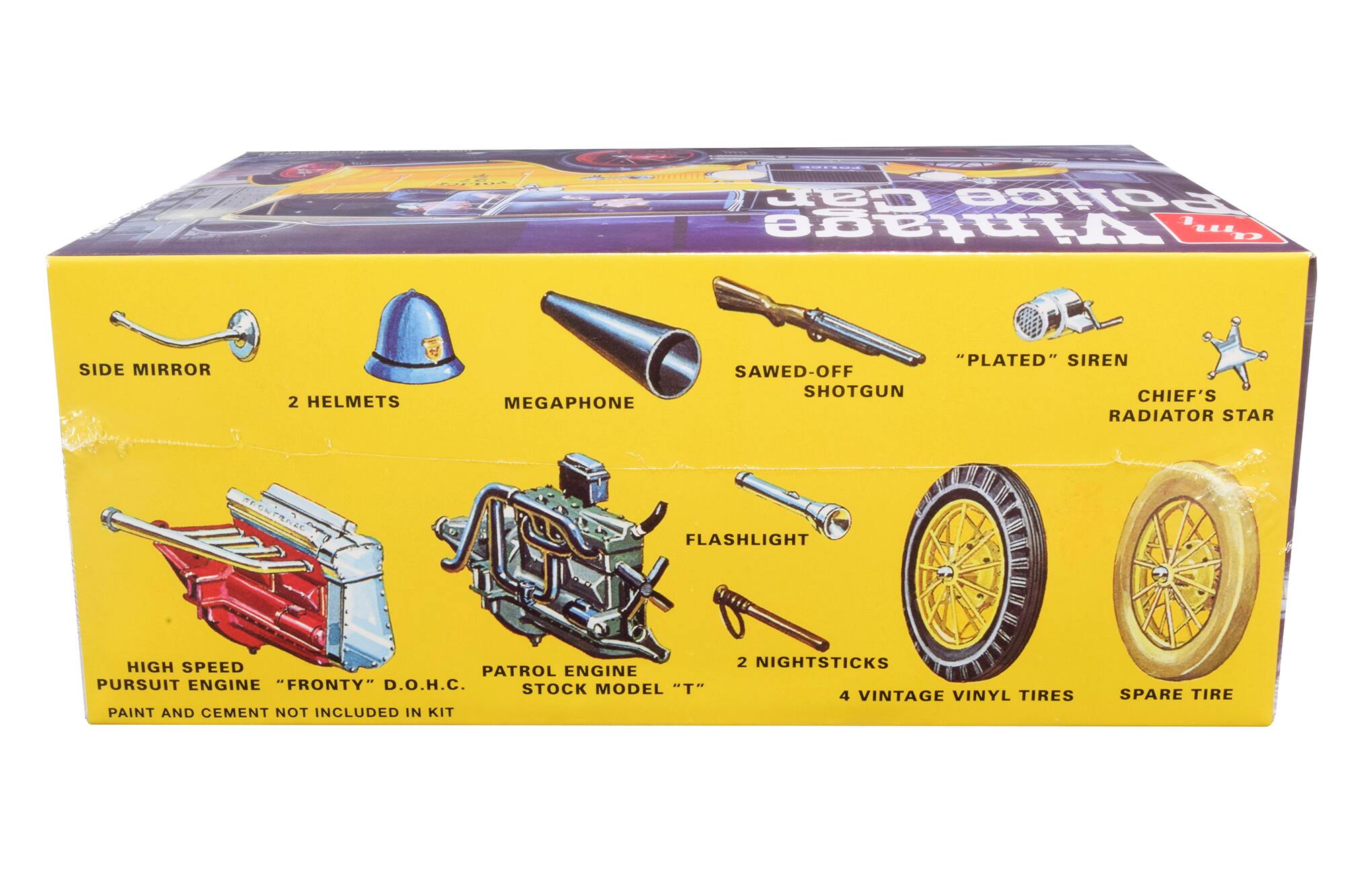 Olsen ... a Police Vintage u D SIDE MIRROR 2 HELMETS MEGAPHONE "PLATED" SIREN SAWED-OFF SHOTGUN CHIEF'S RADIATOR STAR FLASHLIGHT M C Mll HIGH SPEED PURSUIT ENGINE "FRONTY" D.O.H.C. STOCK MODEL "T" PAINT AND CEMENT NOT INCLUDED IN KIT 2 NIGHTSTICKS 4 VINTAGE VINYL TIRES SPARE TIRE