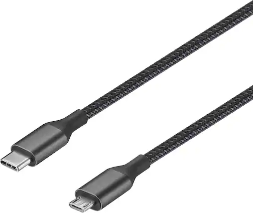 Front. Insignia™ - 3.3-Foot USB-C to Micro USB Cable - Black.