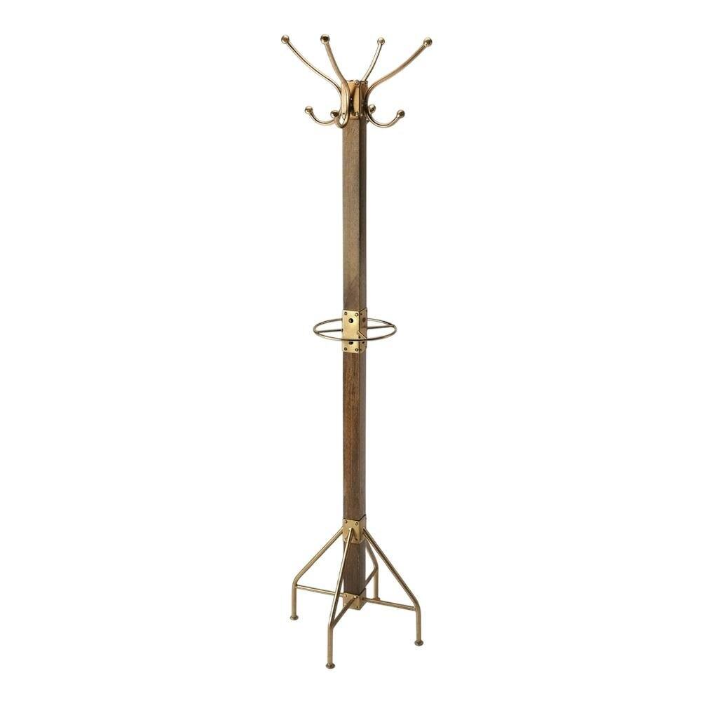 Angle. Starlight Canyon Home - Freestanding Coat Rack with Hooks, Transitional Hall Tree for the Entryway - Medium Brown.