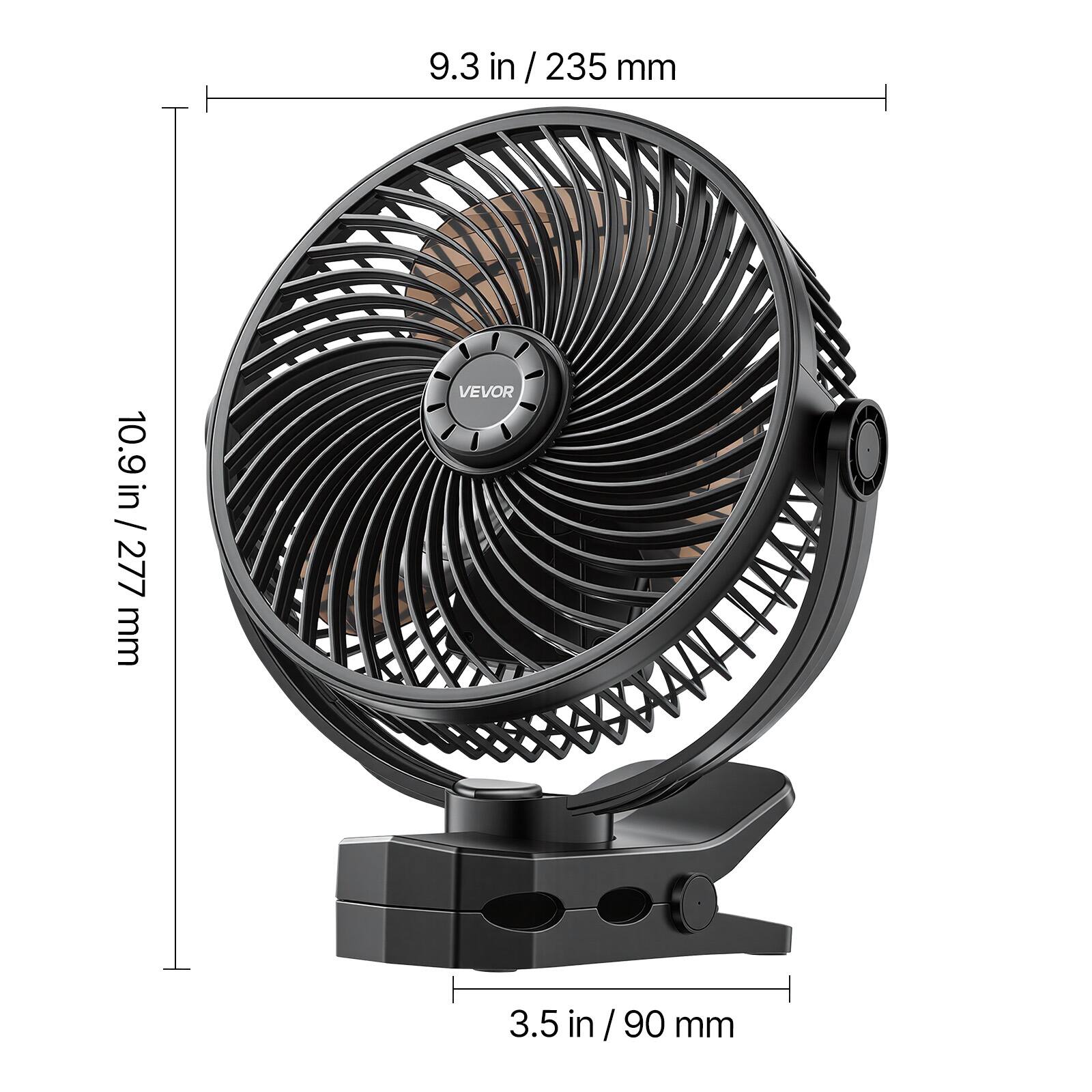 9.3 in / 235 mm  
10.9 in / 277 mm  
3.5 in / 90 mm  
VEVOR