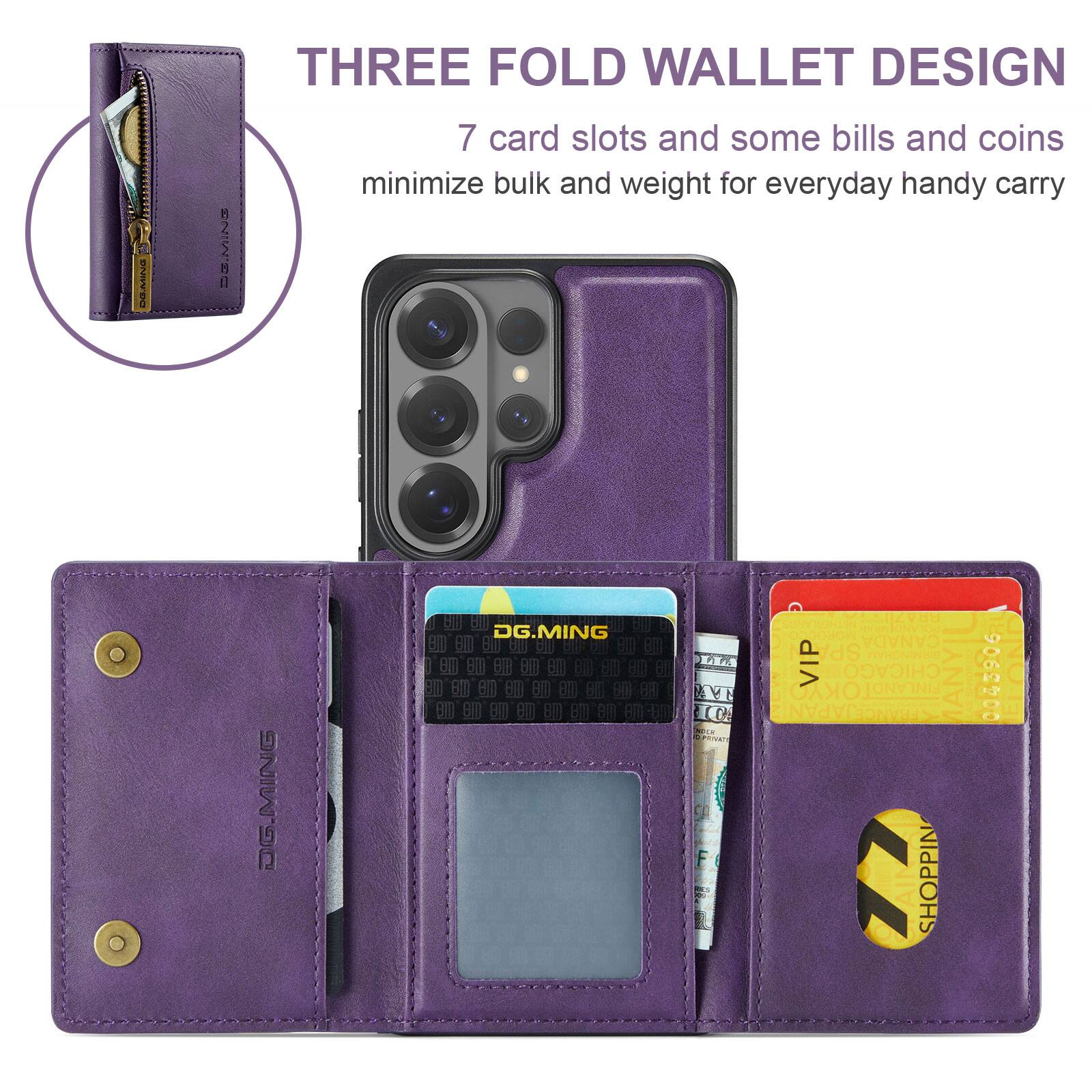 THREE FOLD WALLET DESIGN  
DG.MING 52360  
7 card slots and some bills and coins minimize bulk and weight for everyday handy carry  

JG.MING  
DG.MING  
LES AVE  
CO  
F  
CANADA  
SPAU  
FN  
VIP  
CHICAGO  
FINLAND  
OKYO  
HANCE  
SHOPPIN  
0045906