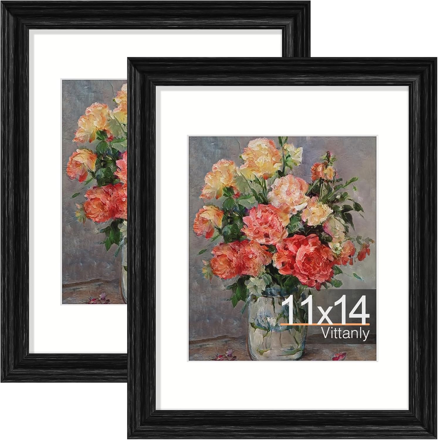 Kennethan Cornice Per Foto 11x14 Blu Navy, 2 Pezzi - Con Passepartout Per Foto 8x10 O 28x35 Senza