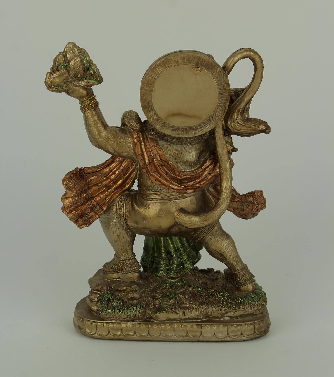 Alt View 2. Zeckos - Gold Finish Flying Hanuman Carrying Herb Bearing Mountain Statue 8.75 Inches High - Gold.
