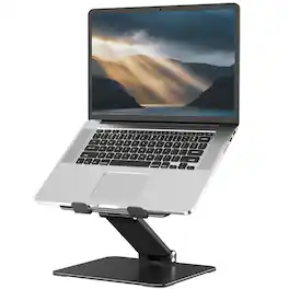 HongFei - Adjustable Laptop Stand for Desk, Metal Foldable Laptop Riser, Portable Holder, Ventilated for 10-17.3” Laptops - Black