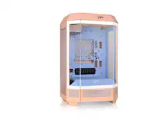 Front. Thermaltake - Thermaltake Tower 300 Summer Edition Peach Fuzz Micro-ATX Case, 2x140mm Fan, 420mm Radiator, Horizontal Display - Peach Fuzz.