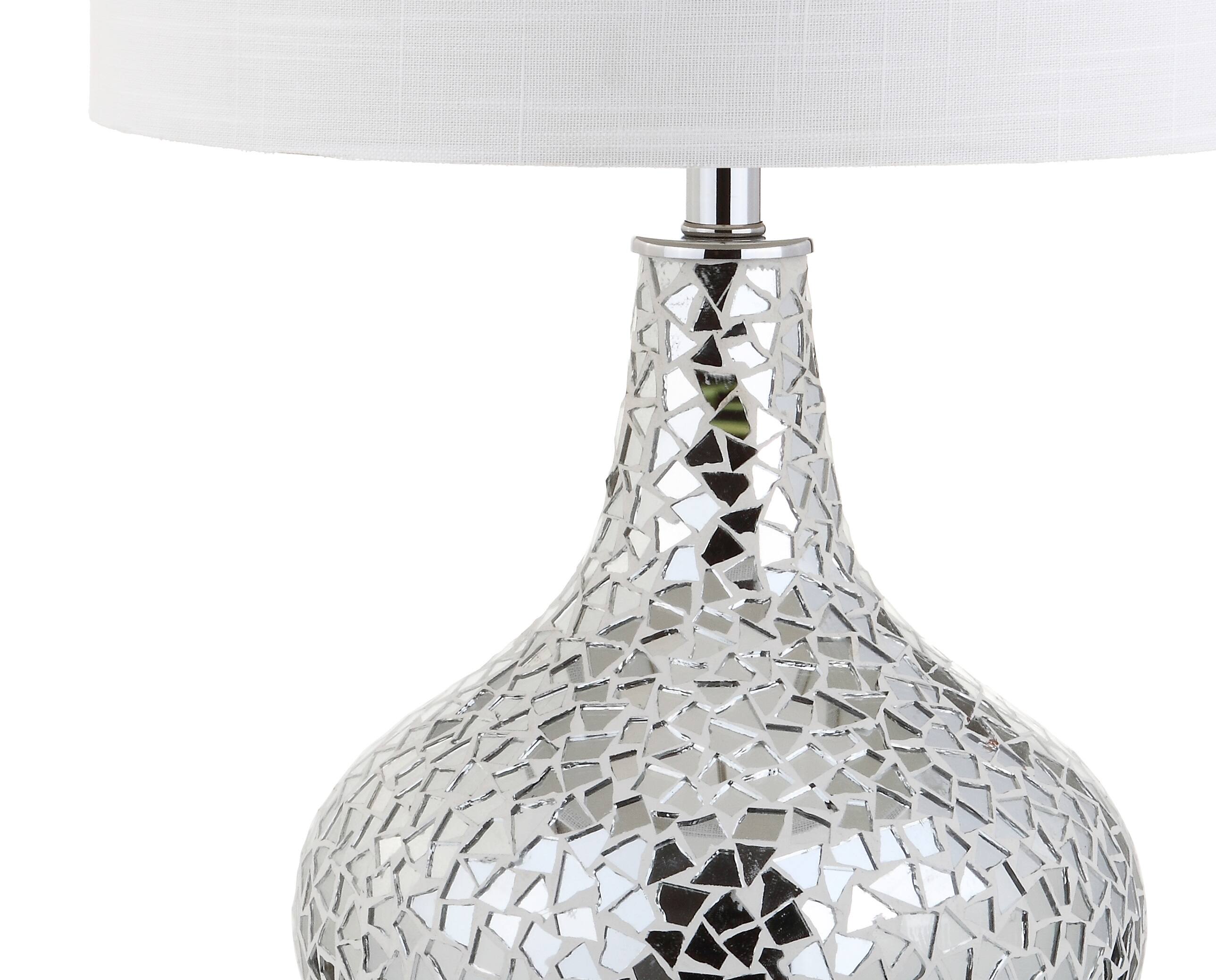 Alt View 6. Jonathan Y - Emilia 26" Mirrored Mosaic LED Table Lamp, Silver - Silver.