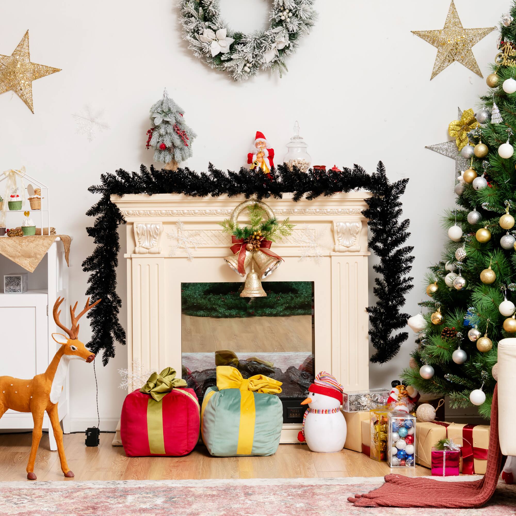 Alt View 20. Costway - 9ft Pre-lit Christmas Halloween Garland w/ 50 Purple LED Lights - Black.