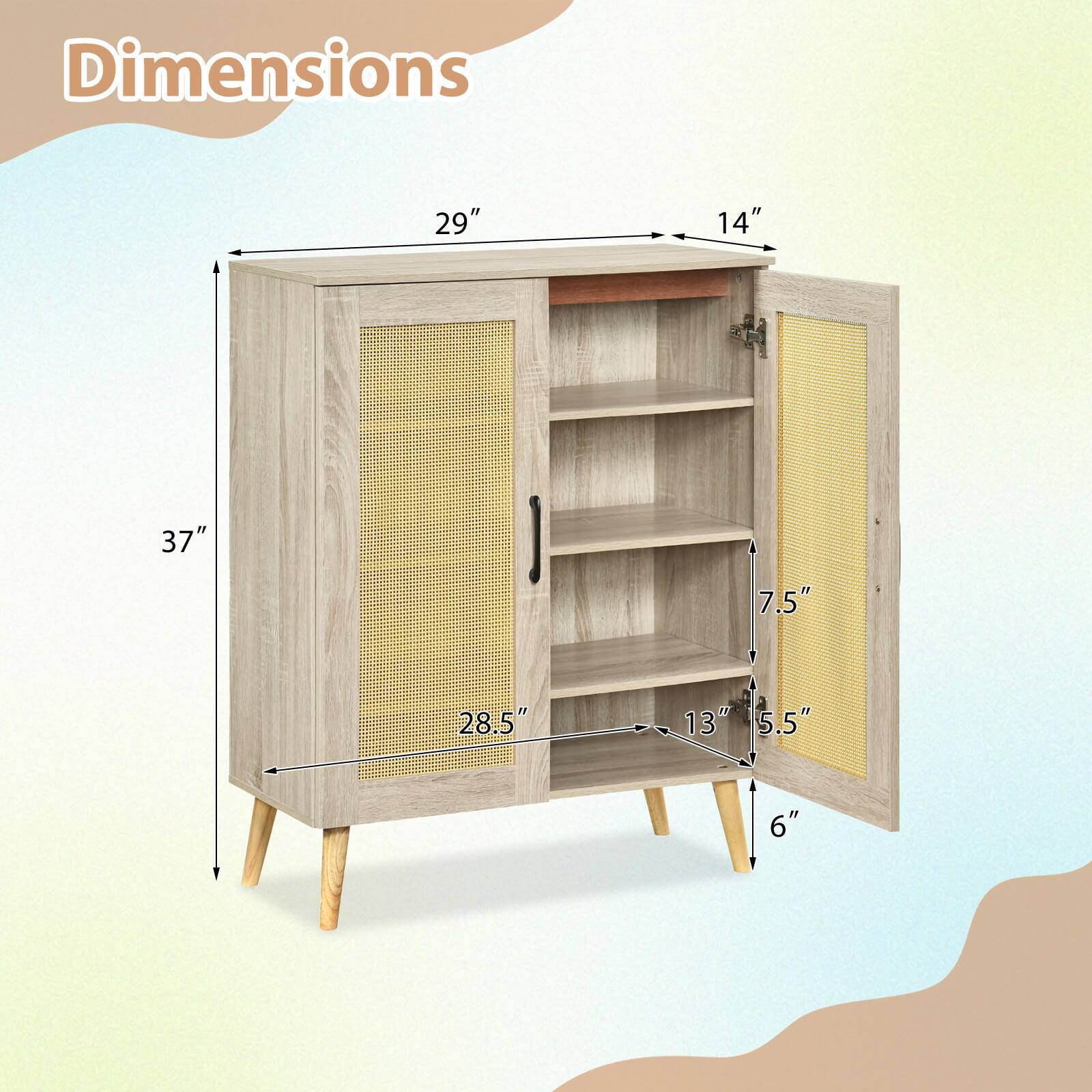 Dimensions: 29" x 14" x 37" x 7.5" x 28.5" x 13" x 5.5" x 6"