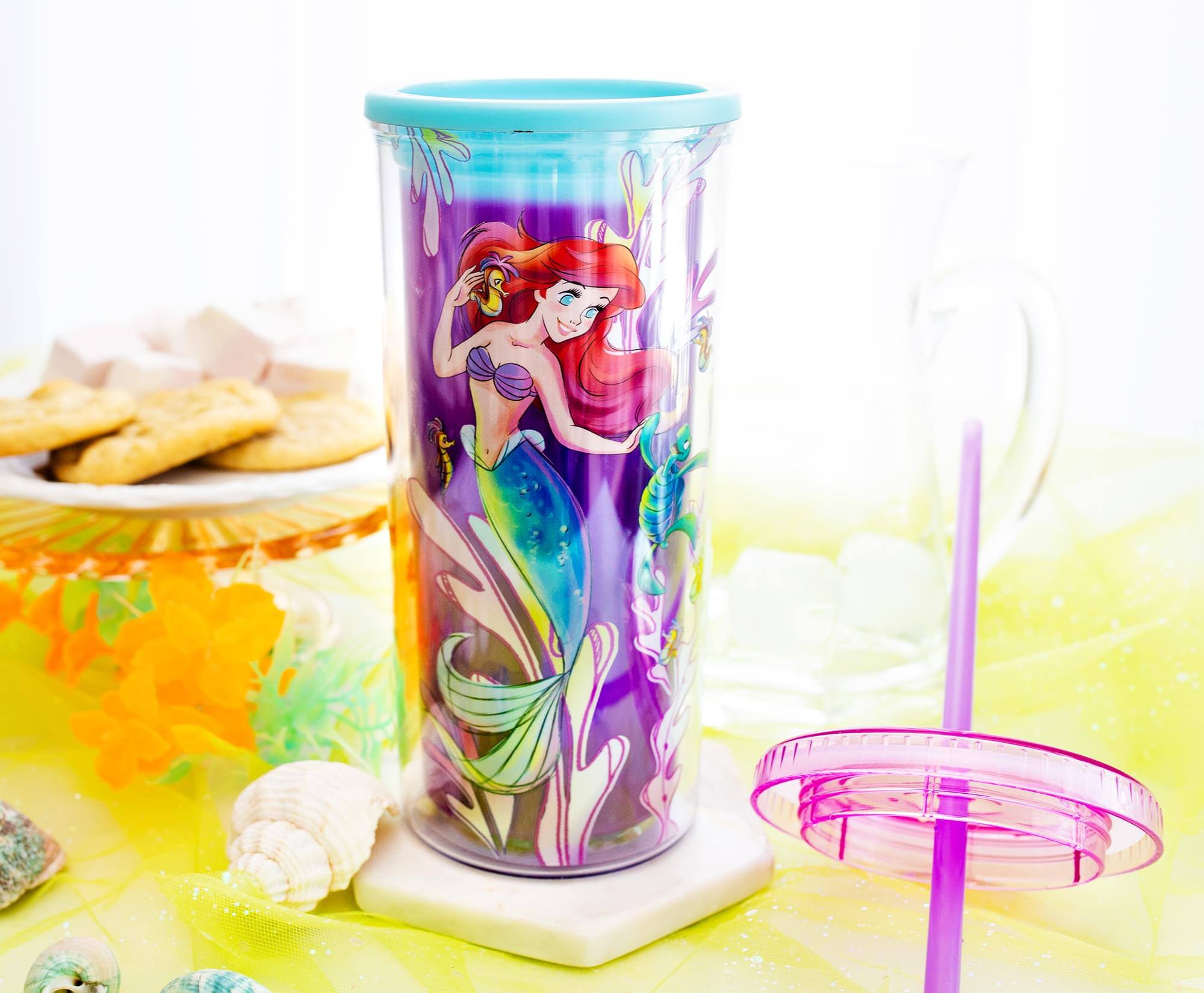 Alt View 4. Silver Buffalo - Disney The Little Mermaid Ariel and Friends Color-Changing Plastic Tumbler - Blue.