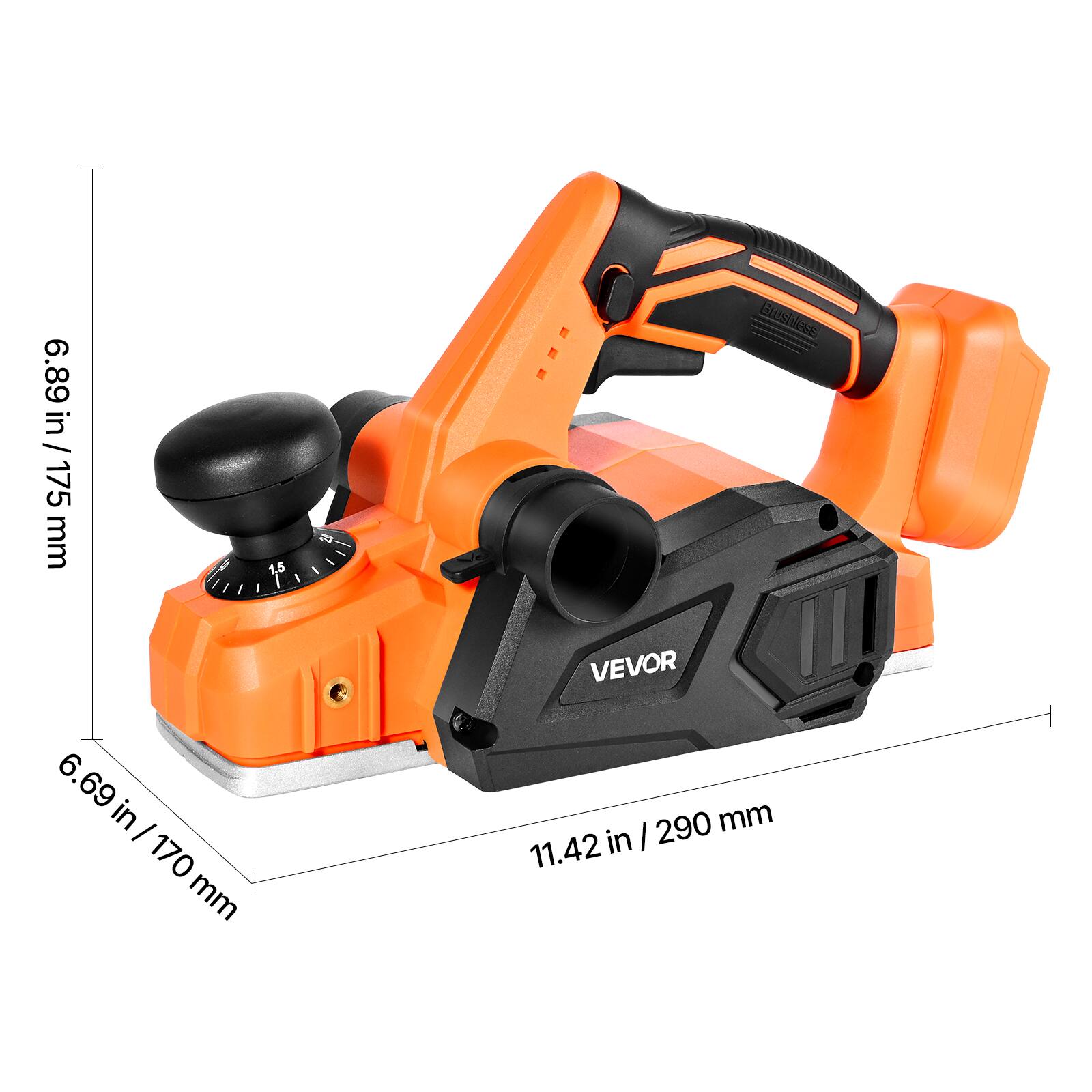 6.89 / 6.89 in / 175 mm  
175  
1,5  
6.69 in / 170 mm  
Brushless VEVOR 290 mm / 11.42 in