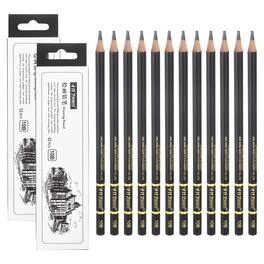 Unique Bargains - 24pcs 10B Sketch Pencils Professional Graphite Wood Break-Resistant for Artists Beginners Shading Doodling - Black