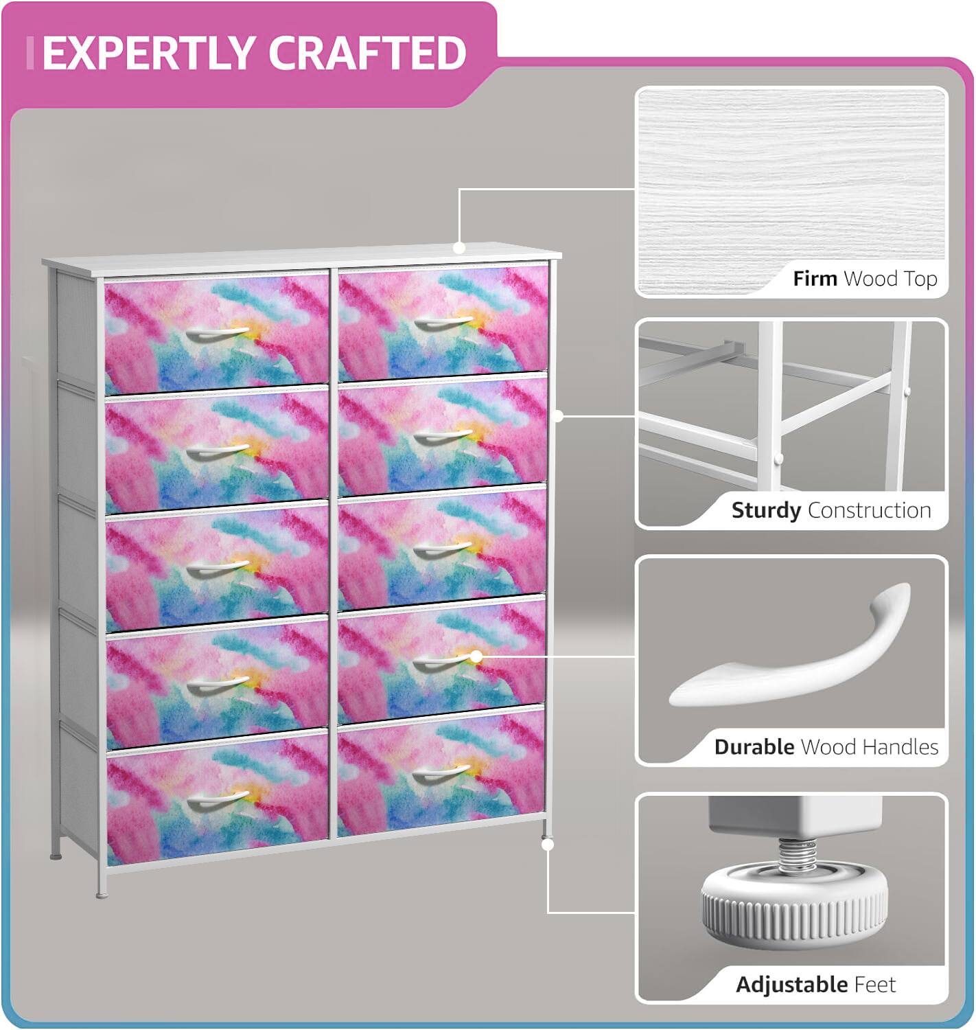 EXPERTLY CRAFTED

- Firm Wood Top
- Sturdy Construction
- Durable Wood Handles
- Adjustable Feet