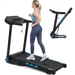 Loheer - Auto Folding Treadmill for Home Electric Incline Treadmill with Bluetooth - Black