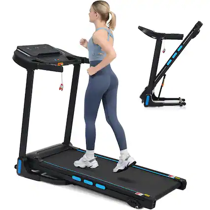 Front. Loheer - Loheer Auto Folding Treadmill for Home Electric Incline Treadmill with Bluetooth - Black.