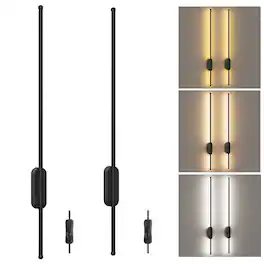Lamp Depot - Set of 2 Minimalist Dimmable Wall Light - Black