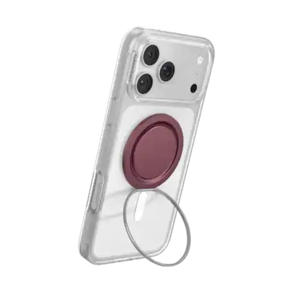 Front. PopSockets - PopSockets Low-Pro Grip for MagSafe, Ultra-Thin Magnetic Phone Grip with Kick-Out Stand - Burgundy.