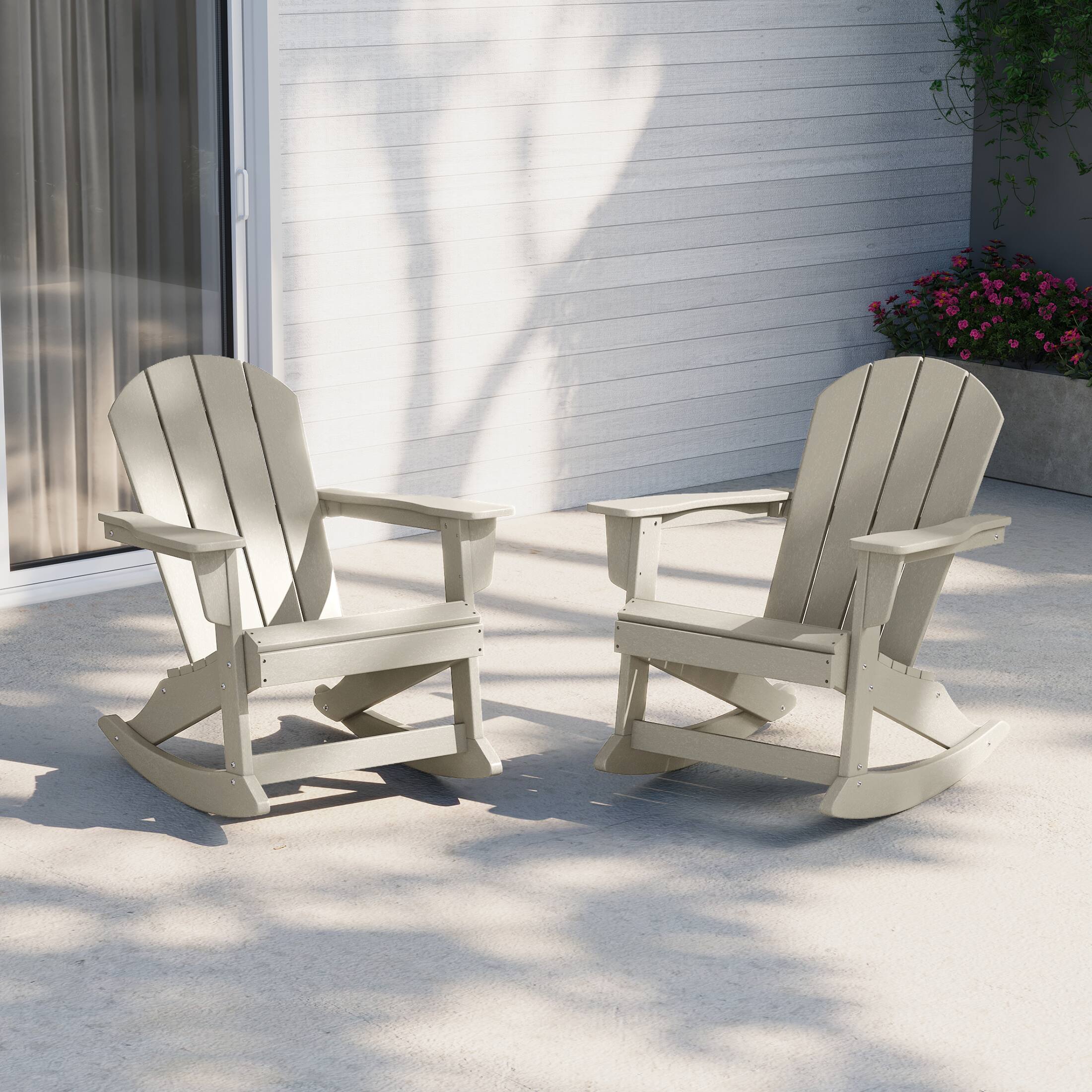 Angle. WestinTrends - WestinTrends Malibu 2 piece set Outdoor / Patio Poly Adirondack rocking chairs ( 2 seater ) - Sand.