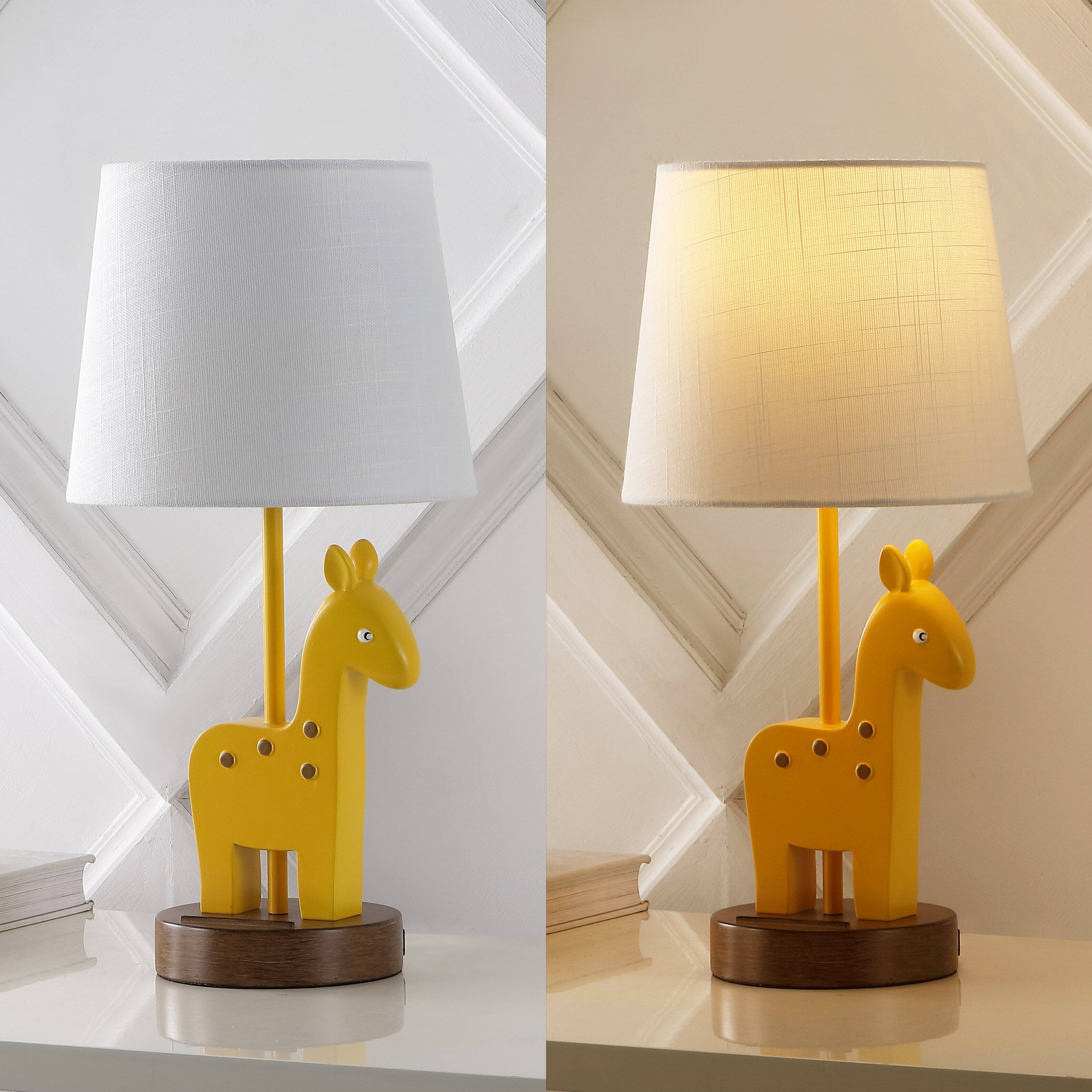 Alt View 4. Jonathan Y - Sahara 17.5" Mid-Century Vintage Iron/Resin Giraffe LED Kids' Table Lamp with Phone Stand and USB Charging Port, Yellow.