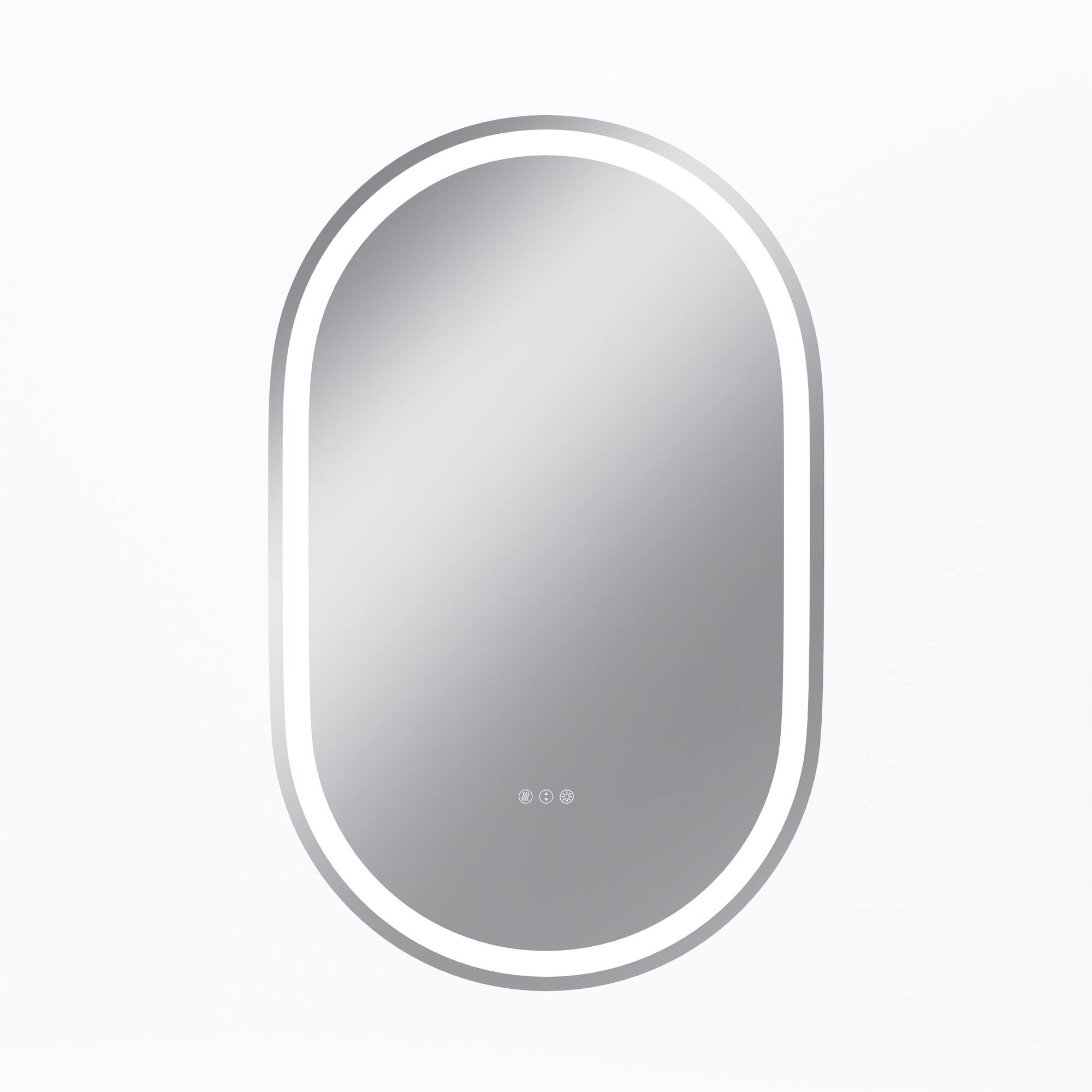 Front. Boyel Living - 48 x 30 in Track-Shaped Aluminum Frame Anti-Distortion Easy Installation Mirror with Front Light.