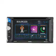 PI FRIDAY SOURCES ES 9:41 JAN 1 107.70 Now Playing Connected MIC 1 Me meddse Gerie Trio Handsfree SD USB ol I O ?? . A O CDR4G2 JENSEN 4 Bluetooth