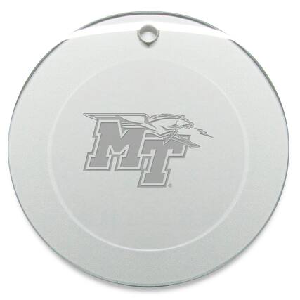 Front. Jardine - MTSU Blue Raiders 3'' Glass Round Ornament - Multicolor.