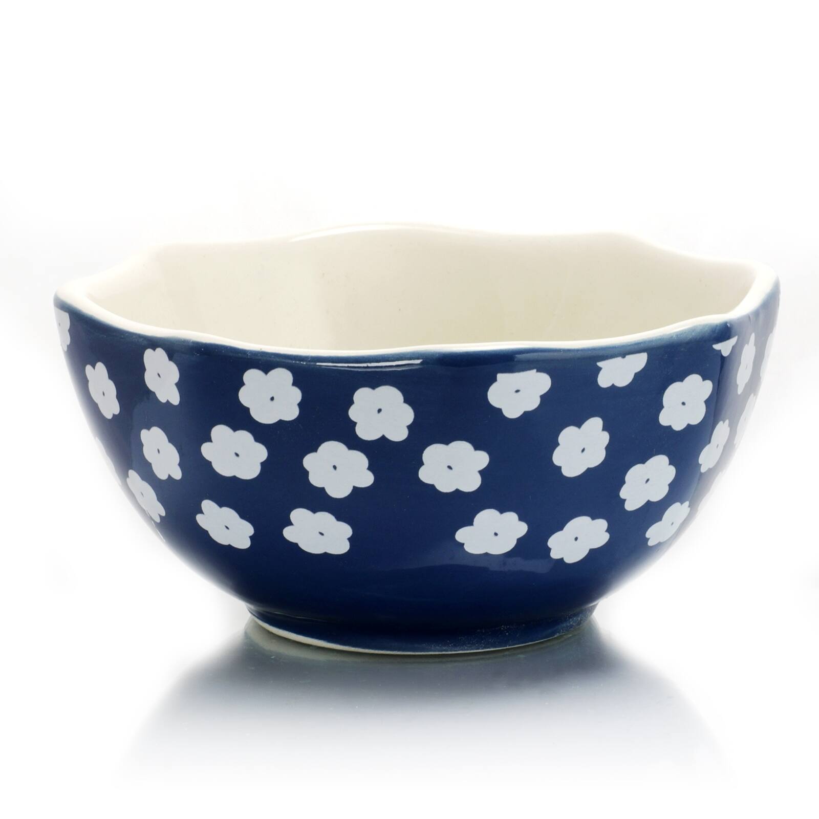 Alt View 1. Urban Market - Life On The Farm 8 Piece 4.75 Inch Octagon Shaped Durastone Fruit Bowls in Blue/White - Blue and White.
