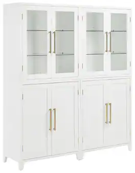 Crosley Furniture - Roarke 2Pc Pantry Storage Cabinet W/Glass Door Hutch Set - 2 Pantries - White